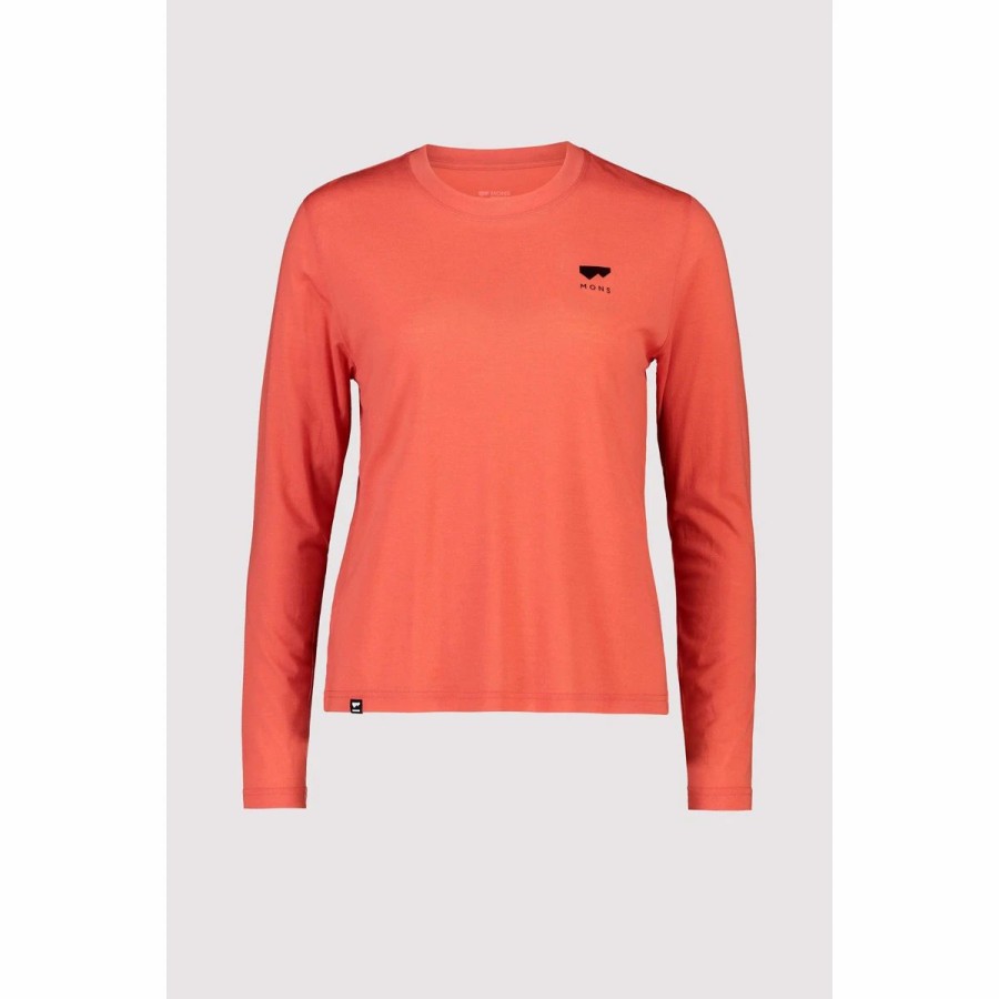 Bike Shirts & Jerseys * | Mons Royale Womens Icon Relaxed Long Sleeve Jersey Hot Coral