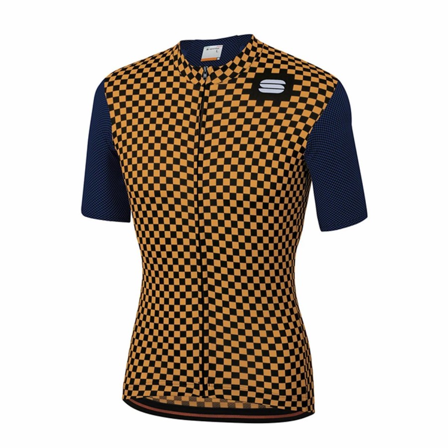 Bike Shirts & Jerseys * | Sportful Checkmate Cycling Jersey Blue Twilight/Gold