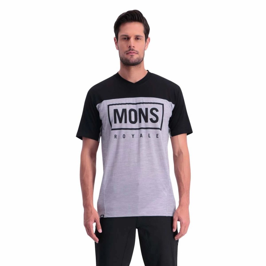 Bike Shirts & Jerseys * | Mons Royale Mens Redwood Enduro Vt Jersey Black/Grey Marl