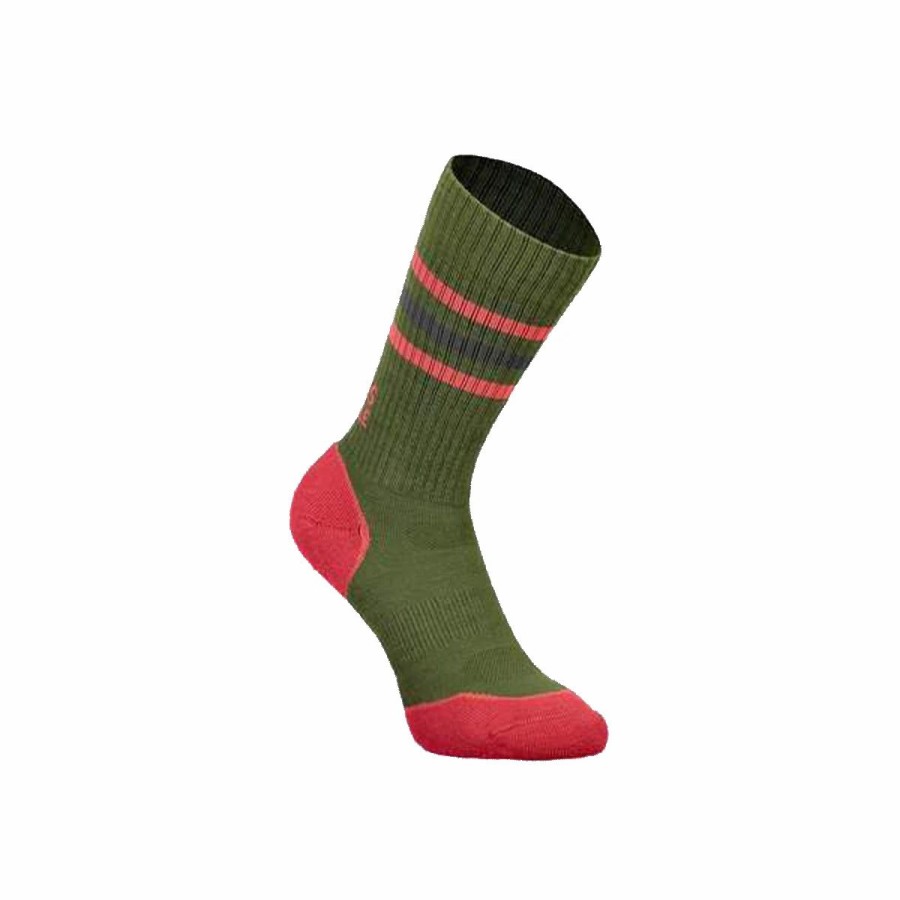 Bike Socks * | Mons Royale Signature Women'S Crew Socks Poppy/Wasabi