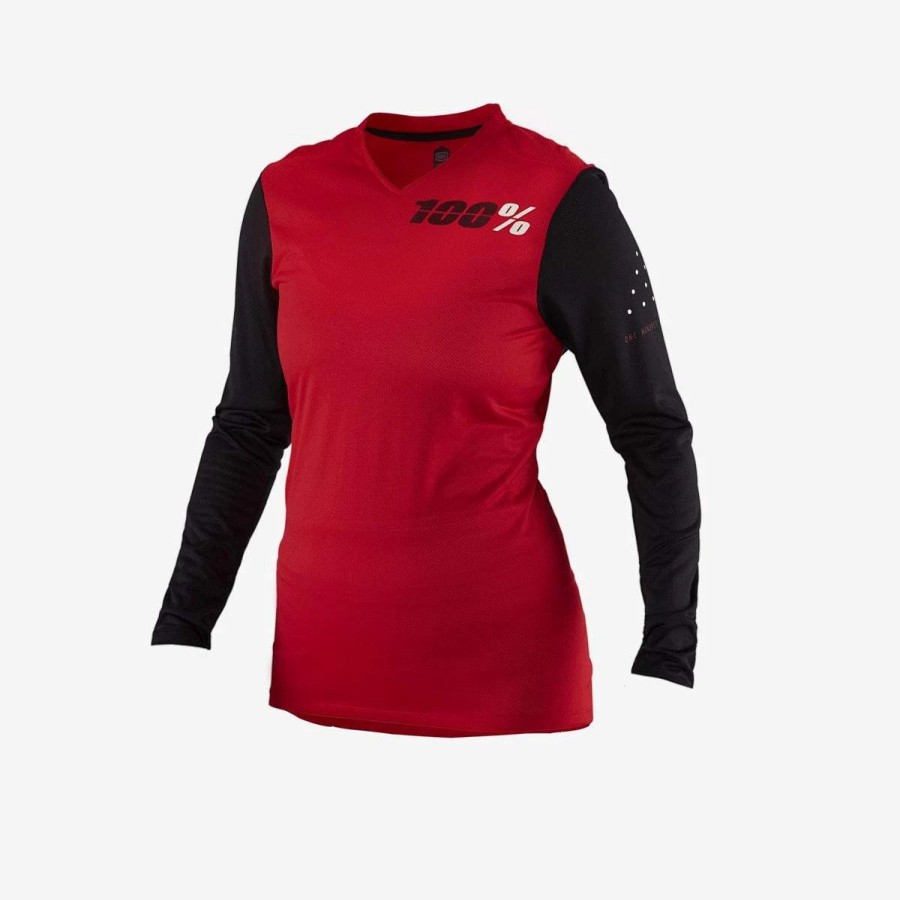 Bike Shirts & Jerseys * | 100% Ridecamp Women'S Mtb Long Sleeve Jersey Red