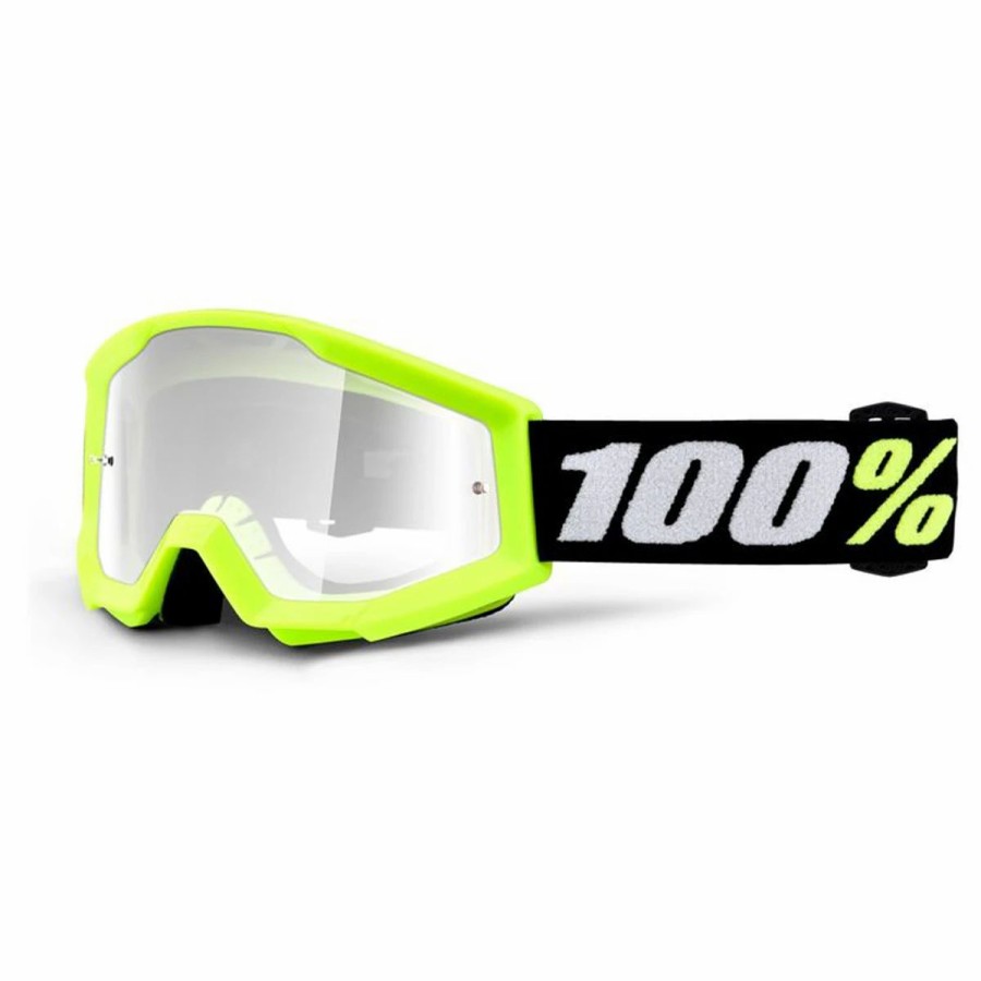 Bike Sunglasses & Bike Goggles * | 100% Strata Mini Goggles Damaged Packaging Yellow Clear