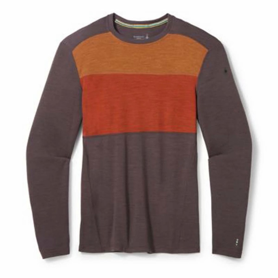 Bike Shirts & Jerseys * | Smartwool Men'S Classic Thermal Merino Base Layer Colorblock Crew 2023 Shale Heather