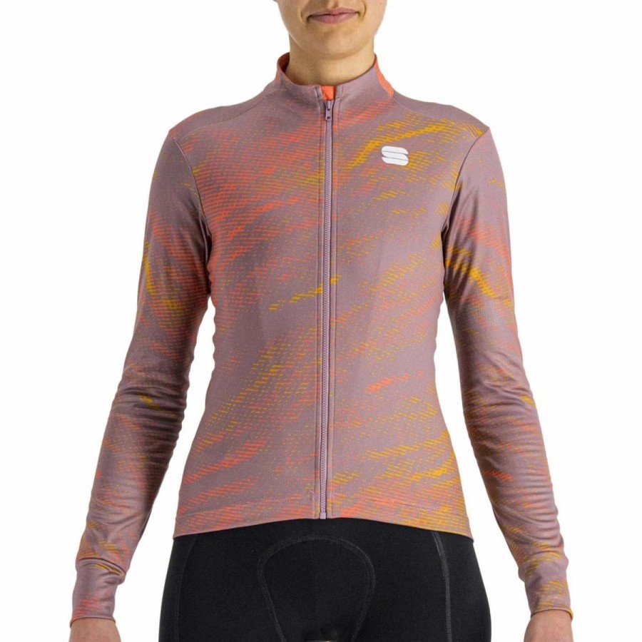 Bike Shirts & Jerseys * | Sportful Cliff Supergiara Women'S Thermal Jersey Mauve Pompelmo Golden Oak