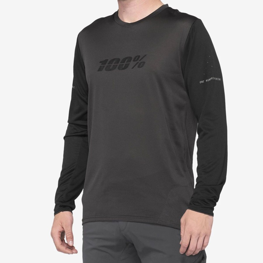 Bike Shirts & Jerseys * | 100% Ridecamp Long Sleeve Jersey Black/Charcoal