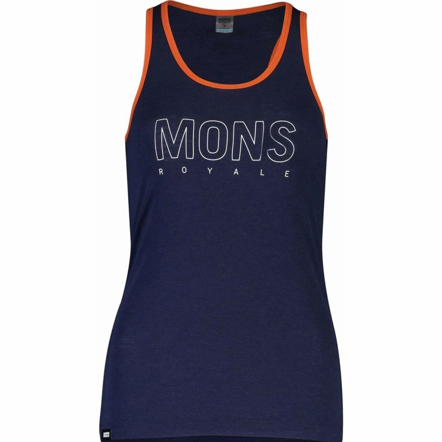 Bike Shirts & Jerseys * | Mons Royale Womens Folo Tank Navy/Orange Smash