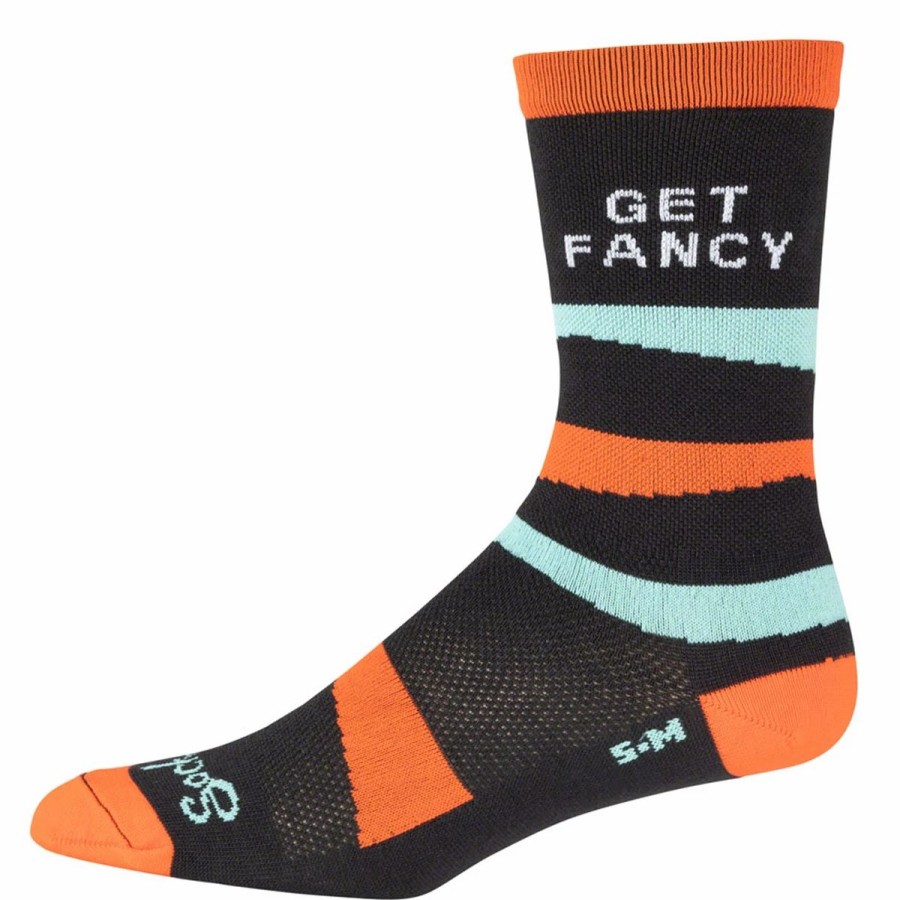 Bike Socks * | Whisky Parts Co. Whisky Get Fancy Socks 6 Inch Cuff Black/Orange/Mint Green