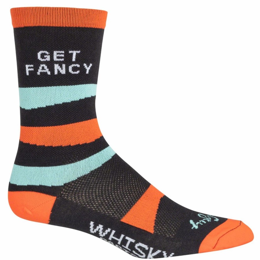 Bike Socks * | Whisky Parts Co. Whisky Get Fancy Socks 6 Inch Cuff Black/Orange/Mint Green